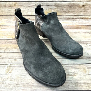 Eric Michael Womens Gray Suede & Leather Reptile Heel Ankle Boots Size 36/5.5-6